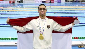 Perenang Indonesia, Jason Donovan Yusuf, sukses menyabet medali emas di SEA Games 2025, Rabu (10/10/2025). Dia menjadi yang tercepat di nomor 100 meter gaya punggung putra. (Dok. PB Akuatik Indonesia)