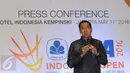 Ketua Umum PBSI, Gita Wirjawan memberikan sambutan pembuka BCA Indonesia Open Superseries Premier 2016 di Jakarta, Rabu (11/5/2016). BCA Indonesia Open 2016 berlangsung 30 Mei-5 Juni dengan total hadiah 900 ribu USD. (Liputan6.com/Helmi Fithriansyah)