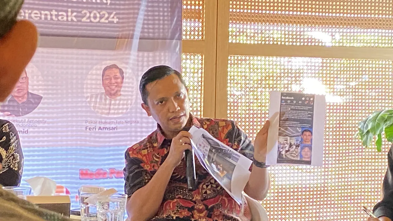 Ketua DPP PDI Perjuangan (PDIP) Bidang Reformasi Sistem Hukum Nasional, Ronny Talapessy saat menghadiri diskusi publik di Jakarta Selatan, Rabu, (6/11/2024).