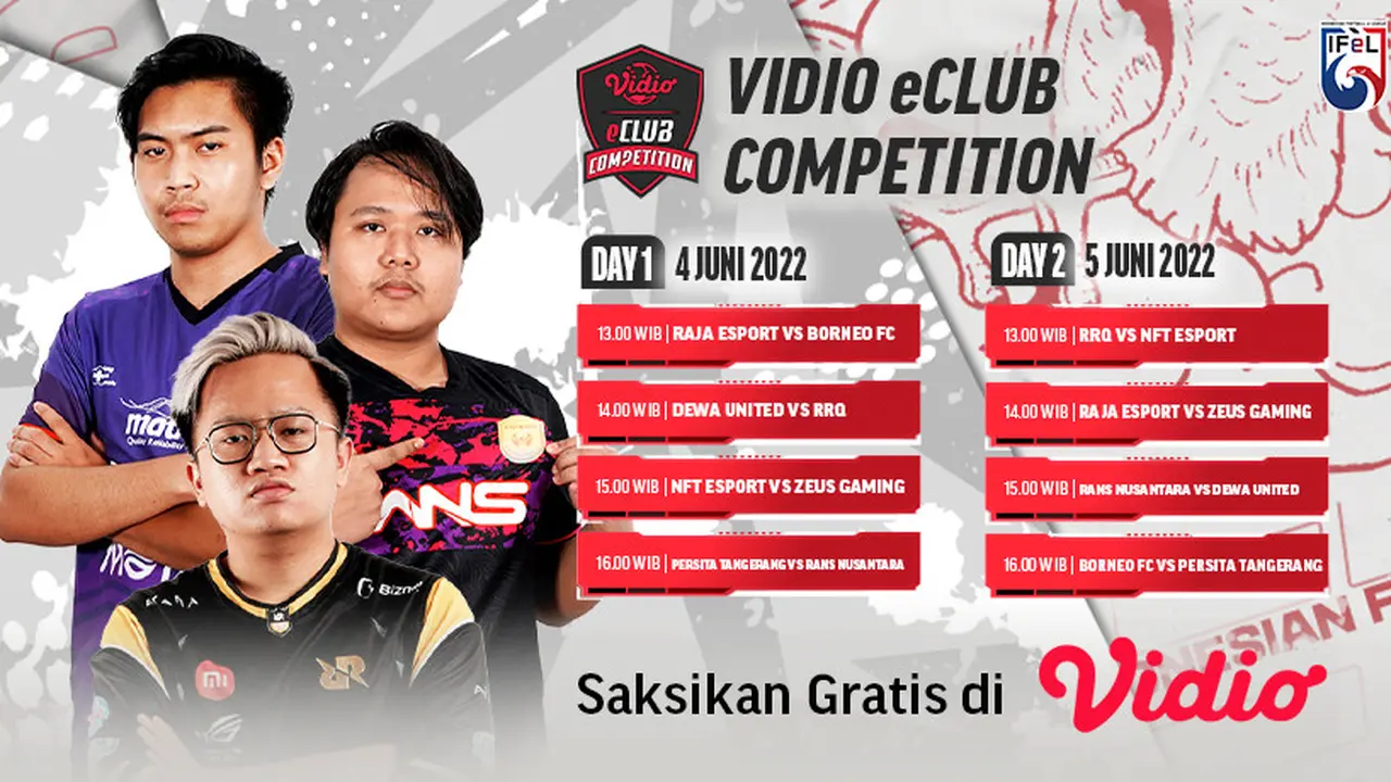 Jadwal lengkap & Live Streaming Vidio eClub Competition 4-6 Juni 2022 di Vidio