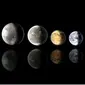 Ilustrasi planet yang ditemukan Kepler: Kepler-22b, Kepler-69c, Kepler-452b, Kepler-62f, Kepler-186f, dan akhirnya Bumi (NASA)