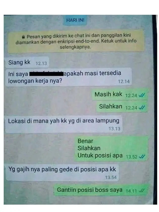 6 Chat Pelamar Kerja Tanya Gaji ke HRD Ini Bikin Geregetan