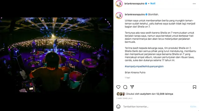 Brian Kresna Putro Keluar dari Sheila on 7.