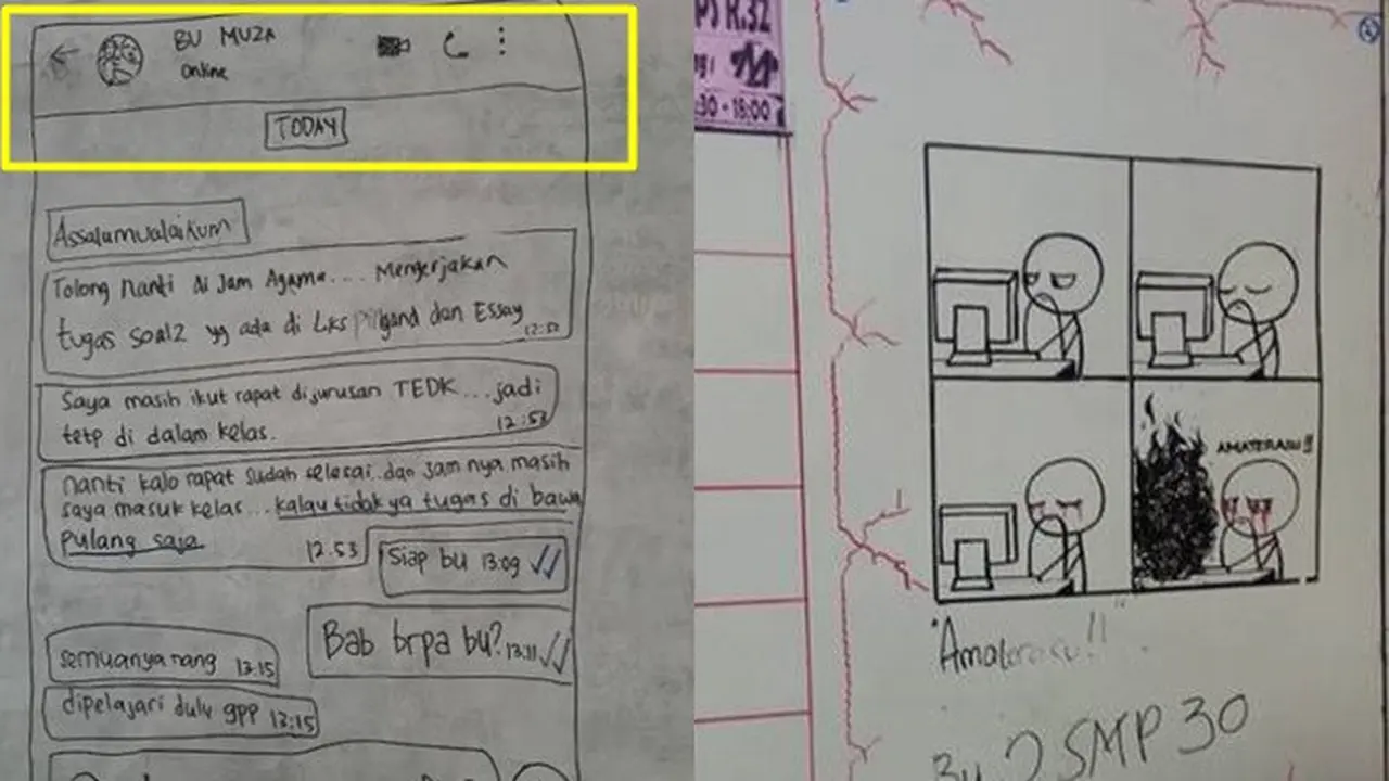 6 Gambar Nyeleneh di Papan Tulis Ini Bikin Ketawa Geli