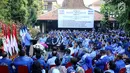 Suasana saat Ketua Umum Partai Demokrat Susilo Bambang Yudhoyono memberikan pidato dalam perayaan HUT Partai Demokrat ke-16 di Cikeas, Jawa Barat, Sabtu (9/9). (Liputan6.com/Angga Yuniar)