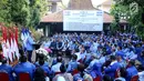 Suasana saat Ketua Umum Partai Demokrat Susilo Bambang Yudhoyono memberikan pidato dalam perayaan HUT Partai Demokrat ke-16 di Cikeas, Jawa Barat, Sabtu (9/9). (Liputan6.com/Angga Yuniar)