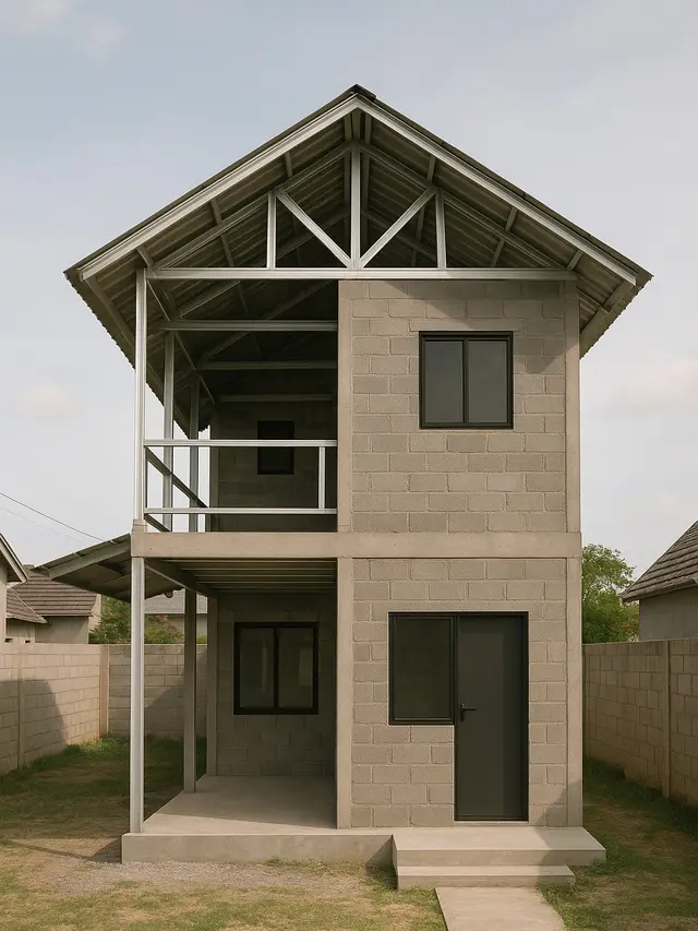 Desain Rumah Minimalis dari Batako dan Baja Ringan yang Kokoh & Murah
