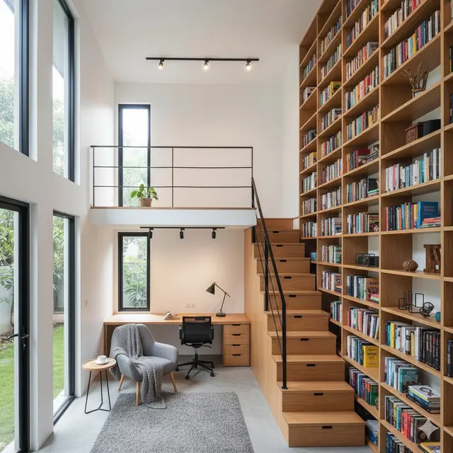 7 Inspirasi Rumah Kecil Mezzanine dengan Perpustakaan Mini di Area Atas, Solusi Cerdas untuk Ruang Terbatas