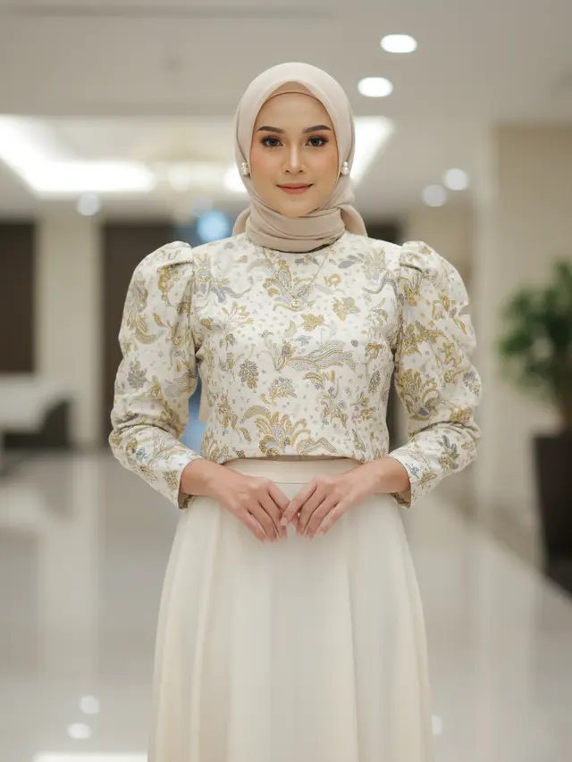 Model Atasan Batik Crop Cut dengan Rok High Waist (Foto: Gemini AI)