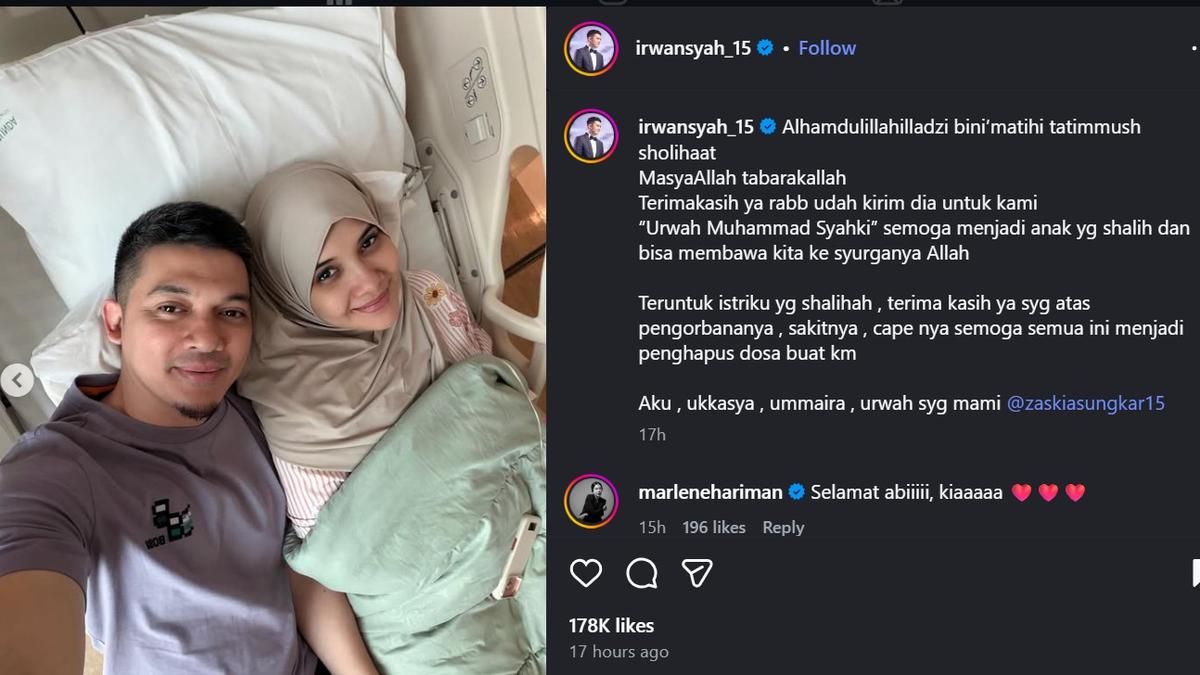 Zaskia Sungkar Melahirkan, Irwansyah Ungkap Terima Kasih Penuh Haru untuk Sang Istri