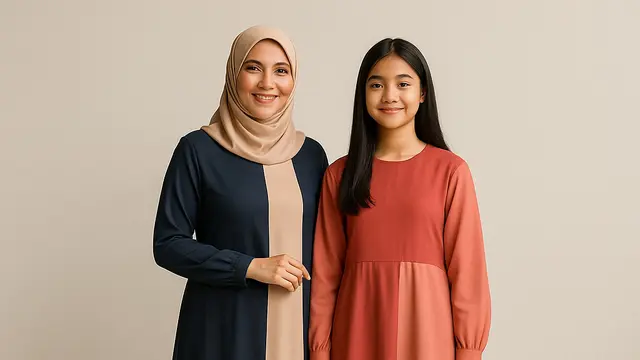 Rekomendasi Gamis Couple Ibu dan Anak untuk Datang ke Acara Perpisahan Sekolah/Ilustrasi gambar oleh AI