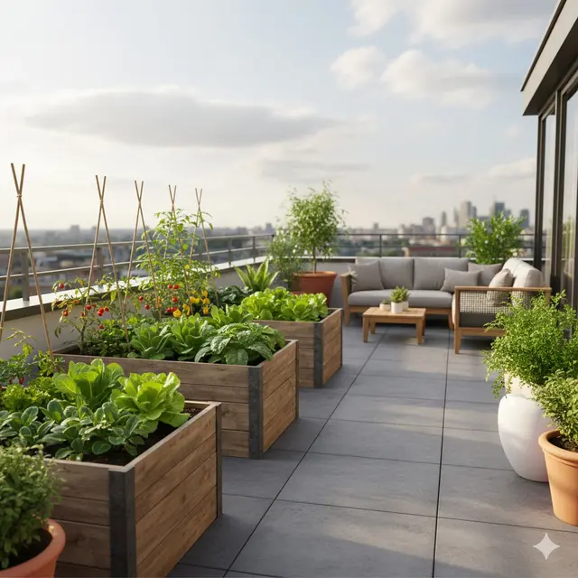 Rumah dengan Taman Rooftop untuk Santai (Gemini AI)