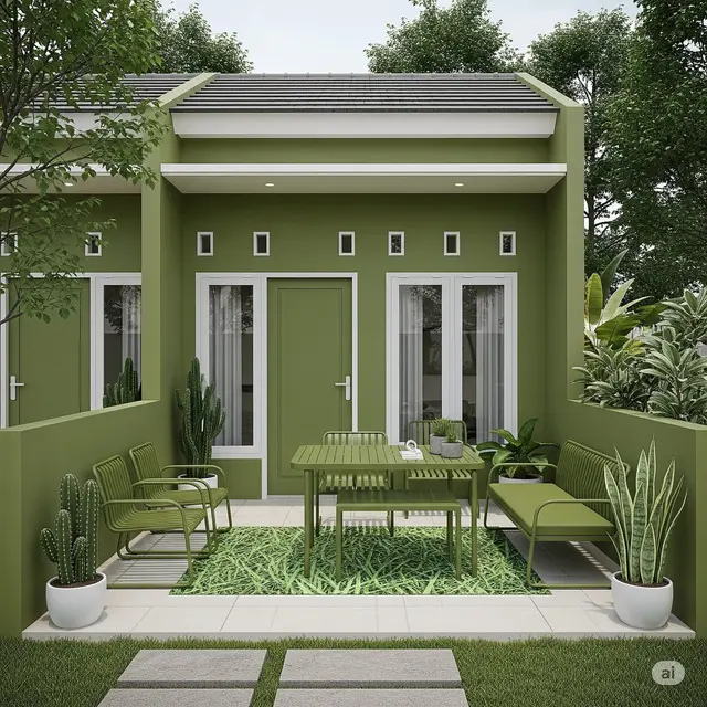 Teras Depan Bertema Hijau Zaitun