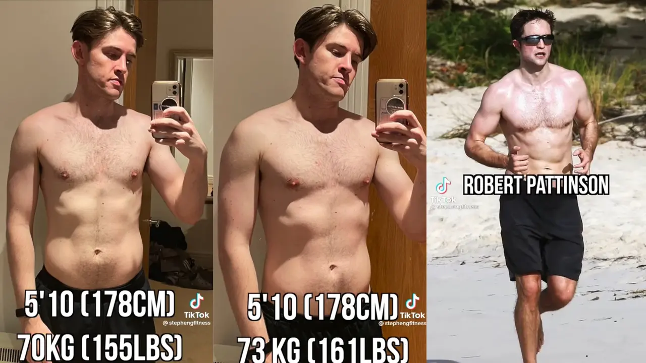 Potret transformasi pria dibalik akun @stephengfitness saat jalani olahraga ala Robert Pattinson untuk film The Batman. (Sumber: TikTok @stephengfitness)