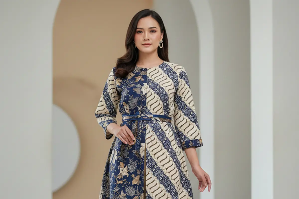Atasan Batik Wanita Panjang Model Tunik
