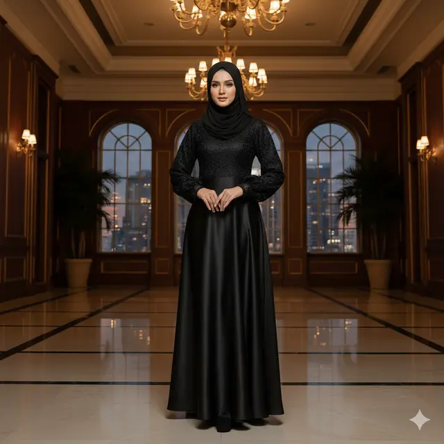 8 Model Gamis Hitam Syar'i dengan Kombinasi Lace, Elegan dan Menawan untuk Berbagai Acara