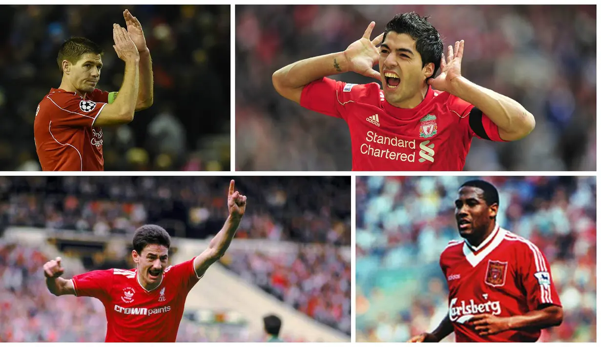 Inilah 9 pemain terbaik Liverpool sepanjang masa. Steven Gerard, Luis Suarez, dan John Barnes masuk dalam daftar tersebut. (AFP)