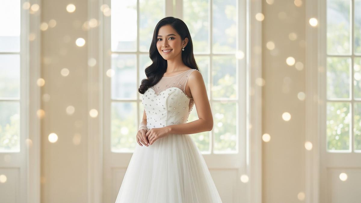 9 Model Long Dress Bahan Tulle dengan Potongan Princess Ball Gown, Tampil Memukau