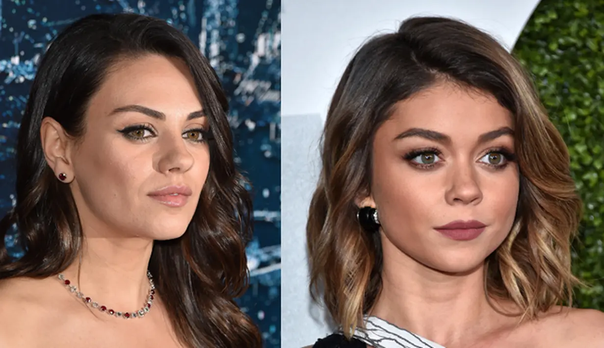 Mila Kunis dan Sarah Hyland. Bintang ‘Ted 2’ Mila Kunis memang tak dipungkiri memiliki kemiripan dengan aktris Sarah Hyland. Keduanya juga memiliki warna kulit eksotis serta rambut coklat gelap. (AFP/Bintang.com)
