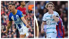 Hasil berbeda didapat dua klub anggota Big Six, Liverpool dan Chelsea dalam laga pekan ke-9 Liga Inggris 2022/2023, Sabtu (1/10/2022) malam WIB. The Reds yang menjamu Brighton and Hove Albion harus puas bermain imbang 3-3, sementara The Blues sukses melakukan comeback dengan memukul balik tuan rumah Crystal Palace 2-1. (Kolase AP dan AFP)