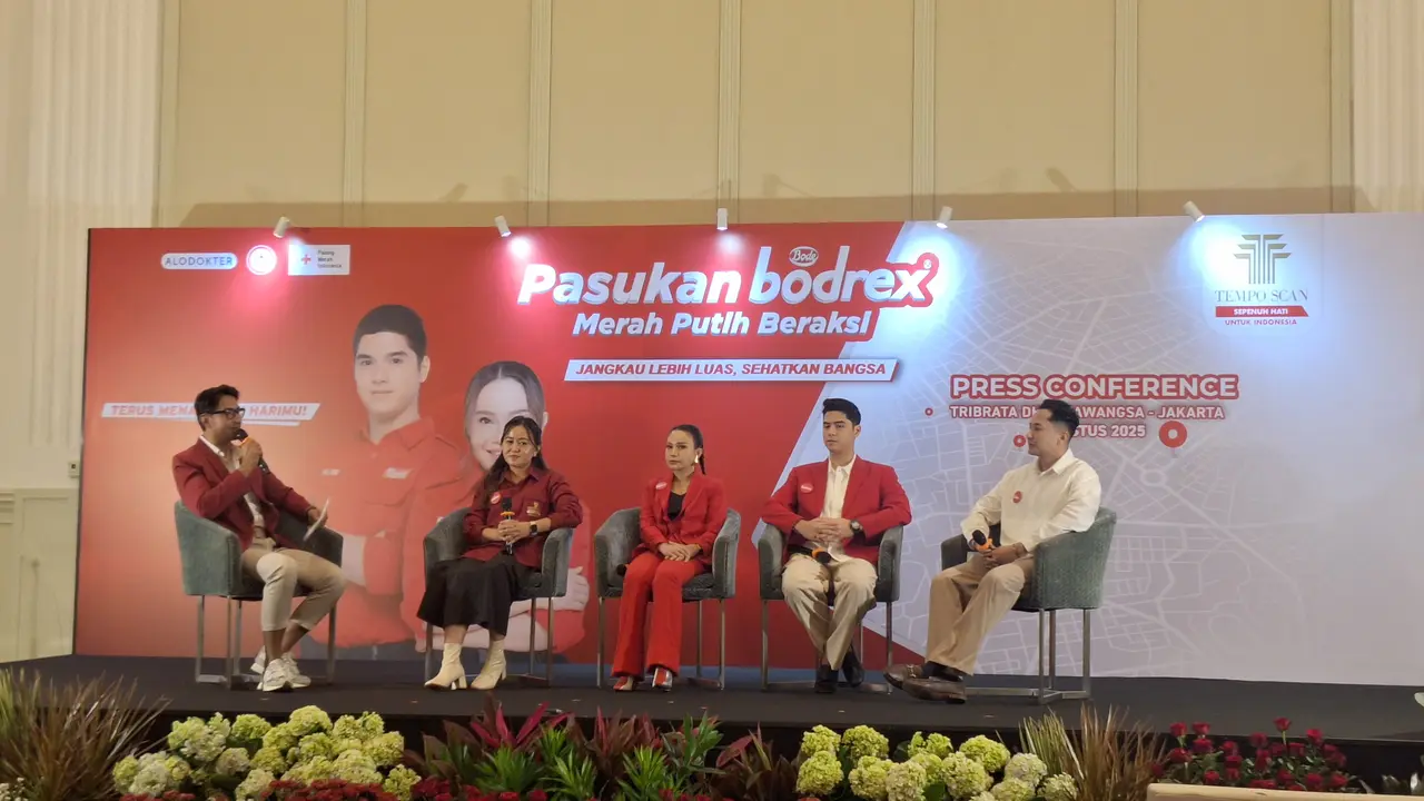 Konferensi pers Pasukan bodrex Merah Putih Beraksi 2025 yang mengusung tema “Jangkau Lebih Luas, Sehatkan Bangsa” di The Tribrata Dharmawangsa, Jakarta, pada Kamis, 21 Agustus 2025. (Foto: Adinda Retno Aryani/Liputan6.com)