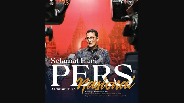 Unggahan di akun sosial media Instagram Menteri Pariwisata dan Ekonomi Kreatif (Menparekraf) Sandiaga Uno mengucapkan Selamat Hari Pers Nasional 2023.