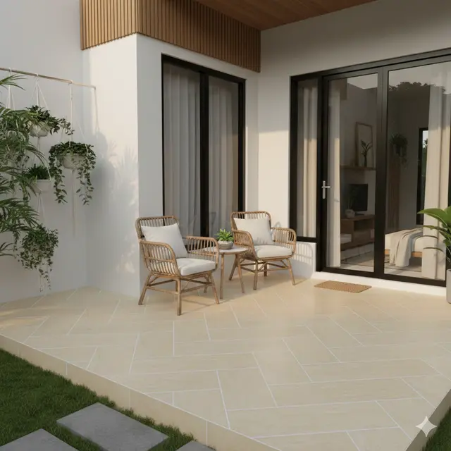 Model lantai teras rumah kecil (Foto: Gemini AI)