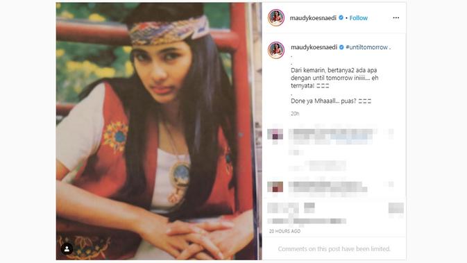 Maudy Koesnaedi mengunggah potret lawas untuk tantangan until tomorrow. (dok. Instagram @maudykoesnaedi/https://www.instagram.com/p/B-TgipDJBSF/?hl=en/Putu Elmira)