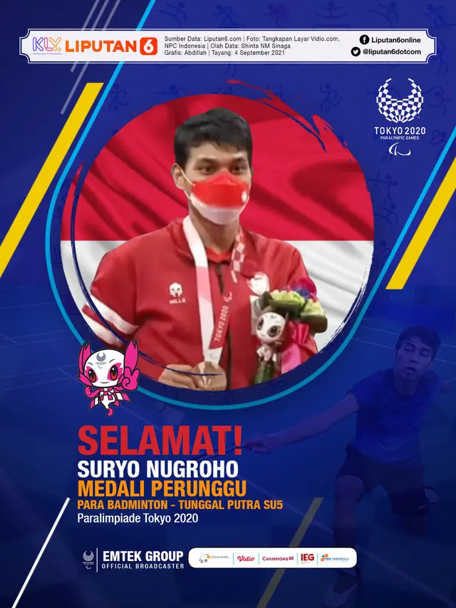 Infografis Suryo Nugroho Raih Medali Perunggu Paralimpiade Tokyo 2020