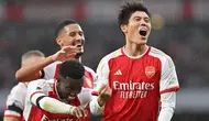 Di balik kehebatan Arsenal asuhan Mikel Arteta dalam beberapa musim terakhir di Liga Inggris, terdapat sosok pesepak bola asal Jepang, Takehiro Tomiyasu yang manjadi andalan di lini belakang The Gunners. Jauh sebelum memutuskan hijrah ke Eropa, pesepak bola kelahiran Fukuoka 25 tahun lalu ini merupakan alumnus J.League bersama Avispa Fukuoka. (AFP/Glyn Kirk)