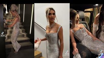 Gaun Terlalu Ketat, Kim Kardashian Sampai Lompat-Lompat Naik Tangga
