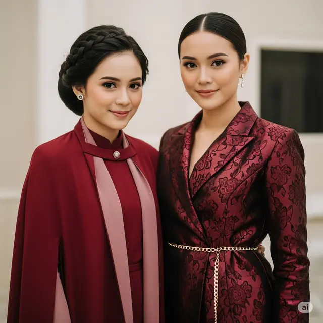 Baju Kondangan Burgundy. Foto: Gemini