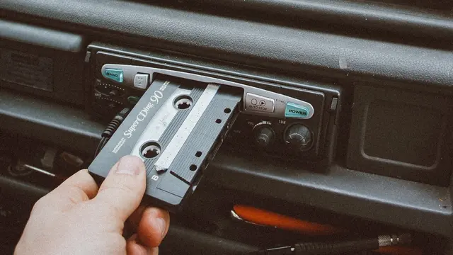 Ilustrasi kaset, mendengarkan lagu, musik