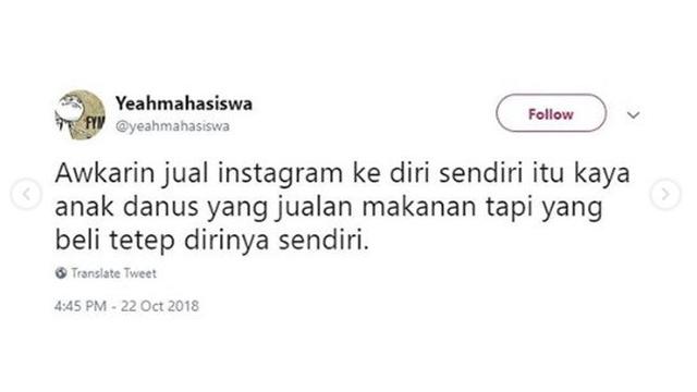 Cuitan kocak Awkarin (foto: @yeahmahasiswa)