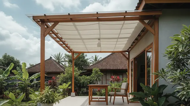 Model Kanopi Teras dari Rangka Kayu
