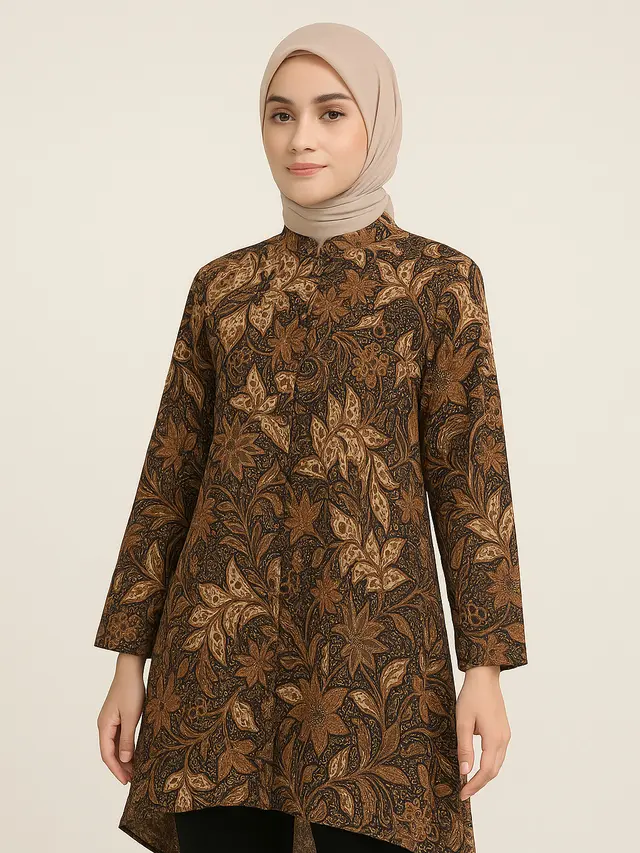 Model Tunik Batik Panjang Belakang Hijab Friendly