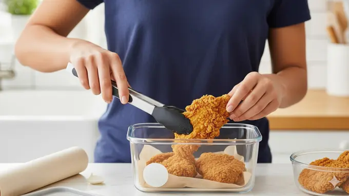 Ilustrasi Menyimpan Ayam Goreng