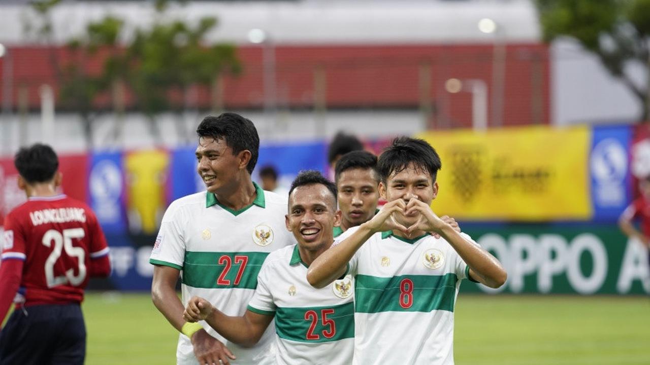 Winger Timnas Indonesia, Witan Sulaeman merayakan gol di Piala AFF 2020.