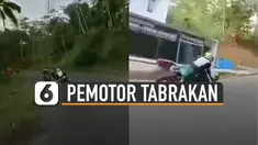 Karena berbelok terlalu miring dan kecepatan terlalu tinggi membuat salah satu motor tergelincir.