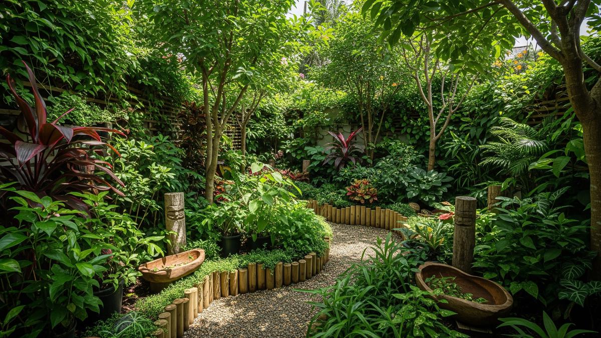 7 Konsep Kebun Rumah Bernuansa Hutan Mini dengan Kayu dan Tanaman Rindang di 2026