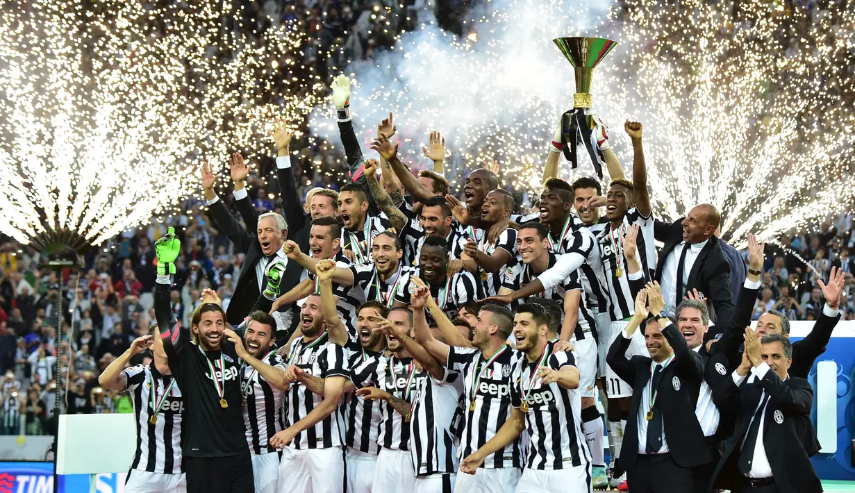 Juventus meraih gelar juara Serie A musim 2014-2015. (AFP/Giuseppe Cacace)