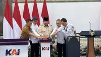 Presiden Prabowo Subianto meresmikan hasil renovasi tahap pertama bangunan cagar budaya Stasiun Semarang Tawang, Jawa Tengah (30/7/2026).  (Lizsa Egeham/Liputan6.com)