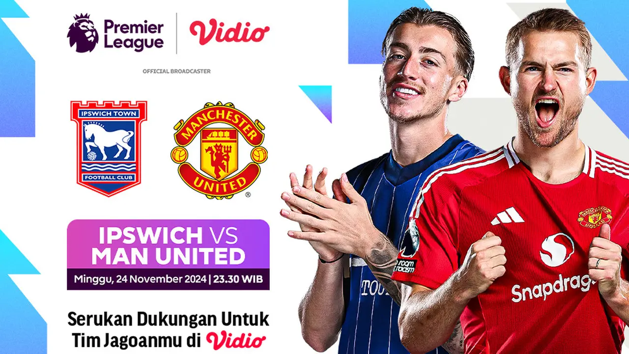 Jadwal Liga Inggris Ipswich Town vs Manchester United Matchweek 12 di Vidio