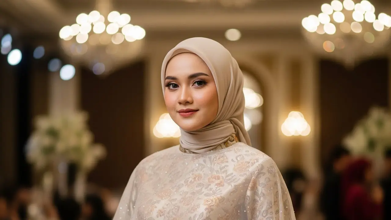 Dress dengan Outer Tulle Transparan