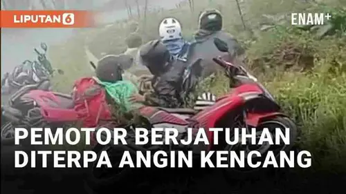 VIDEO: Viral Pemotor Berjatuhan Diterpa Angin Kencang di Temanggung