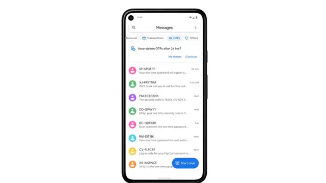 Google Messages Hapus Kode OTP