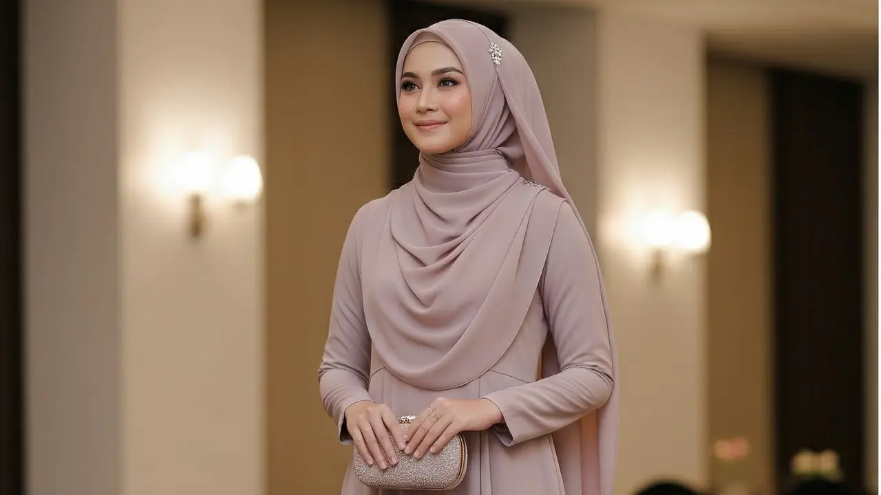 Bahan Gamis Polos yang Adem dan Jatuh untuk Kondangan 2025 (Image by Gemini AI)