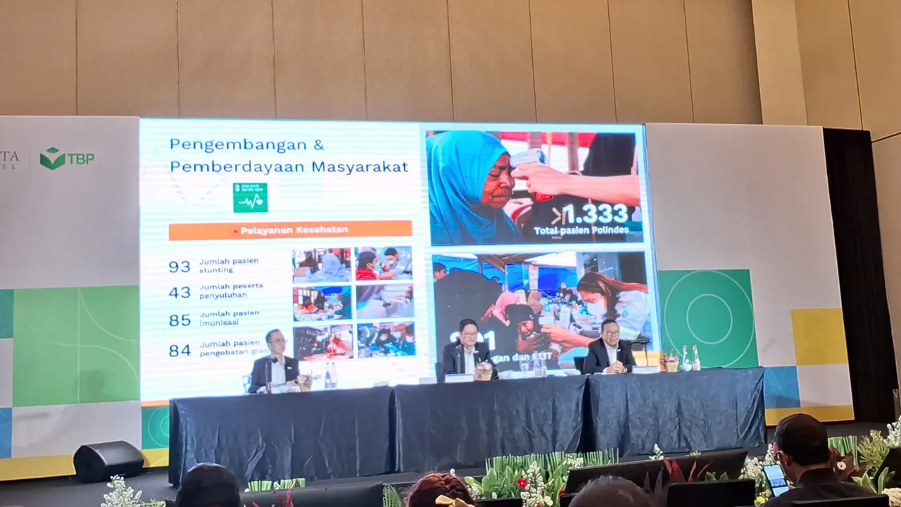 Rapat Umum Pemegang Saham Tahunan (RUPST) PT Trimegah Bangun Persada Tbk (NCKL) atau Harita Nickel di Jakarta pada Kamis (27/6/2024). (Gagas/Liputan6.com)