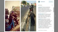 Walikota Bandung Ridwan Kamil menghukum pengendara motor yang melawan arus dengan memintanya untuk push-up di pinggir jalan. (Instagram/@ridwankamil)