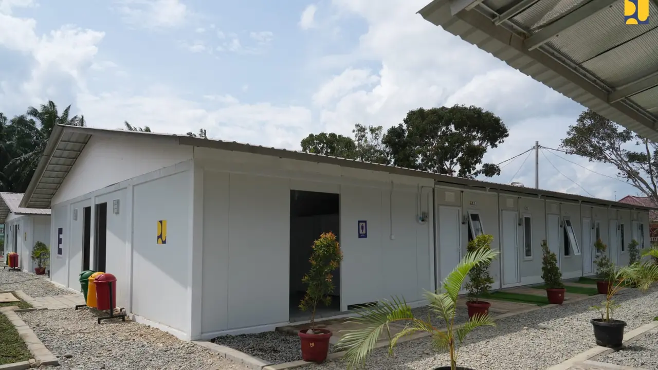 Kementerian PU tengah menyelesaikan tahap akhir pembangunan hunian sementara (huntara) di Kecamatan Karang Baru, Kabupaten Aceh Tamiang. (Foto: Kementerian PU)